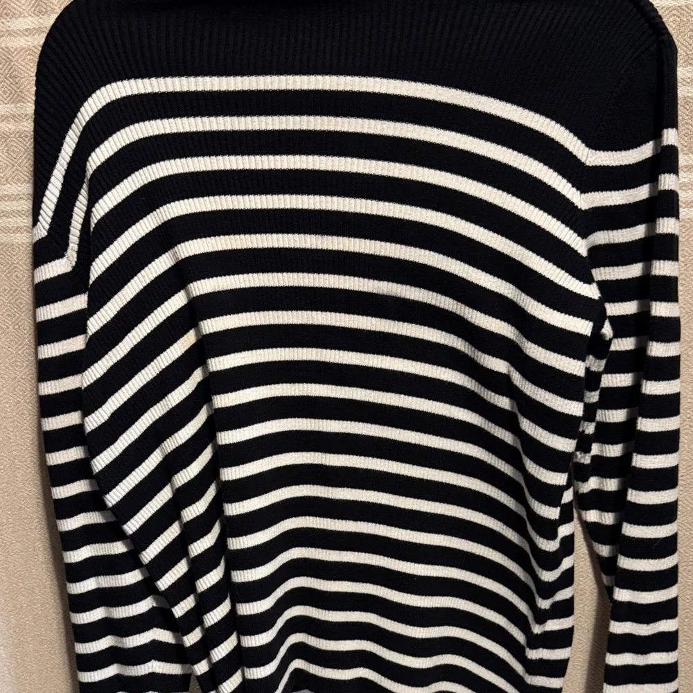 Ralph Lauren Black and White Striped Turtleneck Sweater